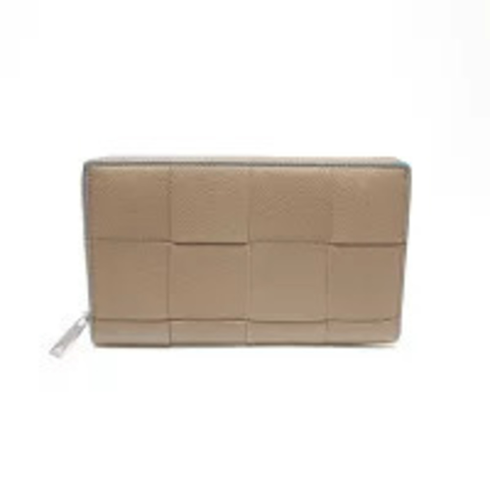 Bottega Veneta Leather Intrecciato Maxi Long Wallet Beige Cream